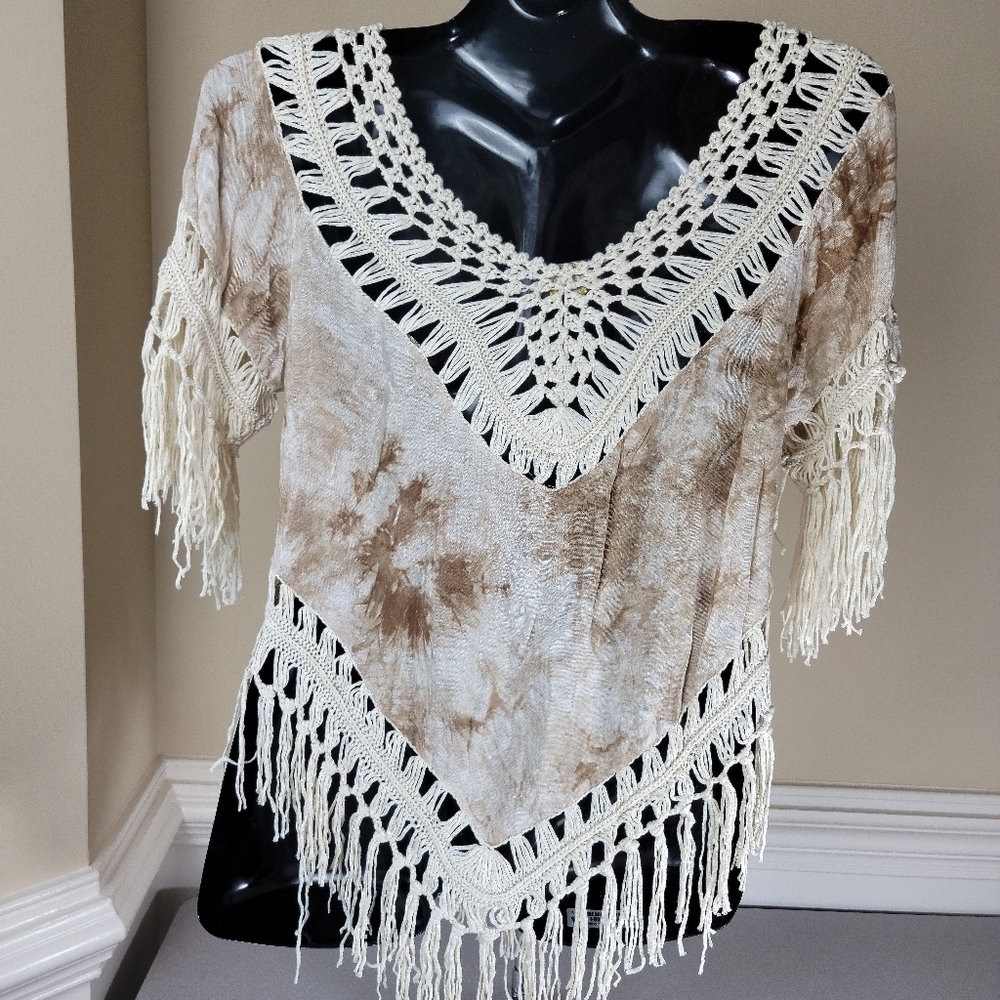 Tye-dye Crochet Fringed Top - Picture 7 of 11